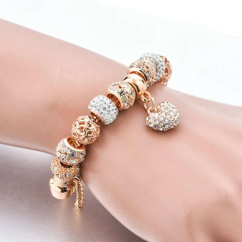YADA Gifts INS Fashion gold heart Bracelets&Bangles For Women Hot Chain Bracelets Charm Crystal Jewelry Trendy Bracelet BT200176