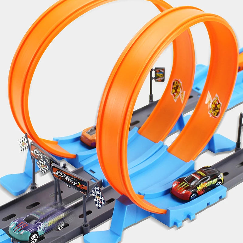 Racing Track Stunt Speed Double Car Wheels Model Toys For Kids Diy Assembled Rail Kits Boys Girls Children Christmas Gift