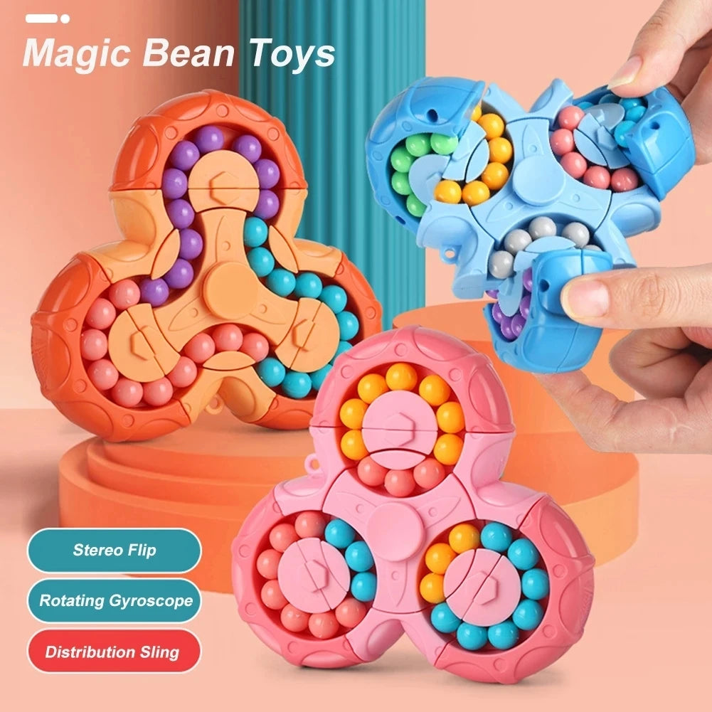 Rotating Magical Bean Cube Fingertip Toy Children Puzzle Creative Interactive Game Fidget Spinners Stress Relief Toys 5Y+