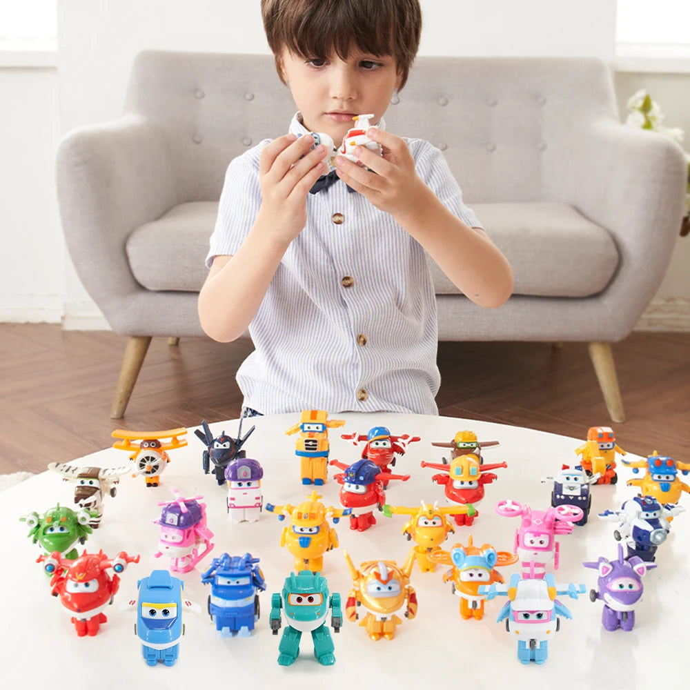36 Types Super Wings 2" Scale Mini Transforming Anime Deformation Plane Robot Action Figures Transformation Toys For Kids Gifts